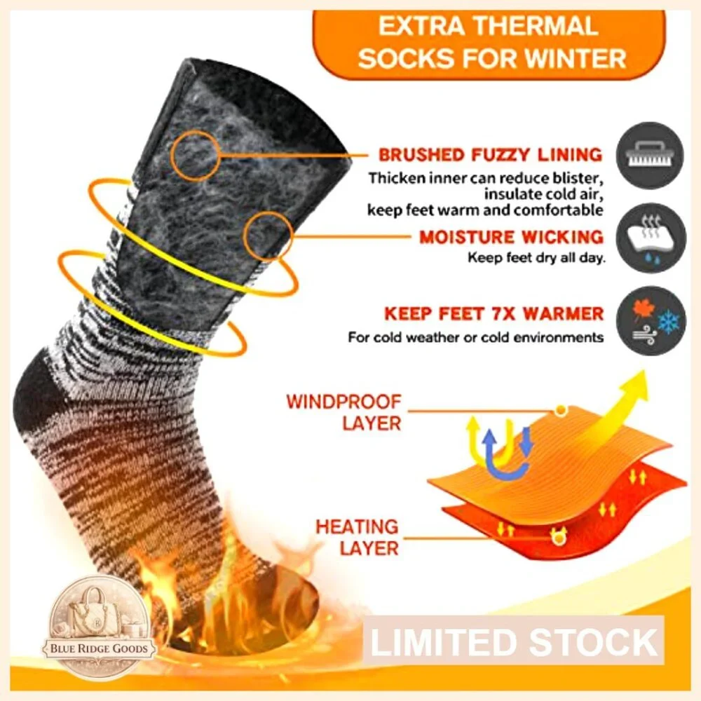 Thermal Winter Ski Socks Thick Insulated Warm for Men Women Cold Weather